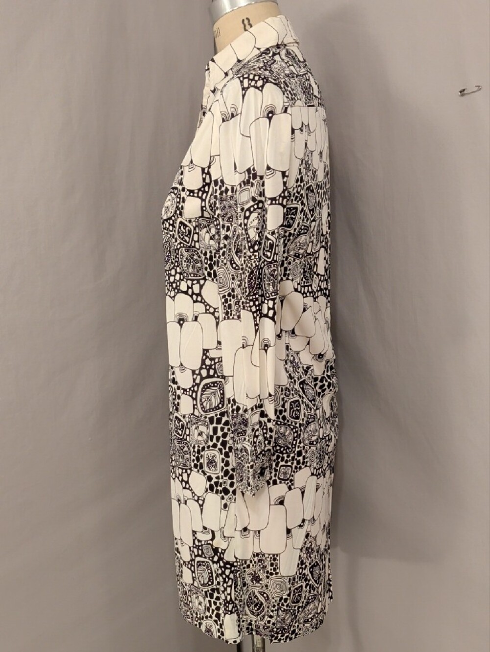 True Vintage Leo Narducci Mod 70s Black & White Long Sleeve Shirt Dress Not Perf - Picture 4 of 16